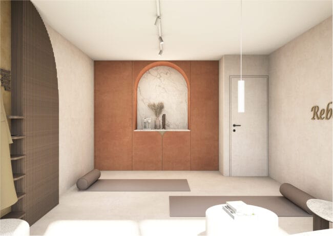 yogastudio met matjes en inkom