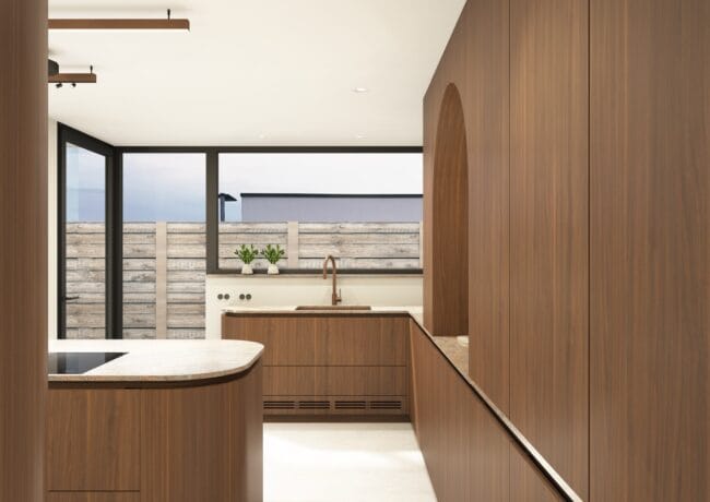 keukenontwerp met donker hout